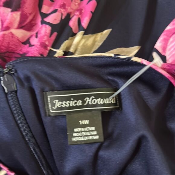 Jessica Howard Navy/Pink Floral Dress Size 14W - Picture 12 of 12